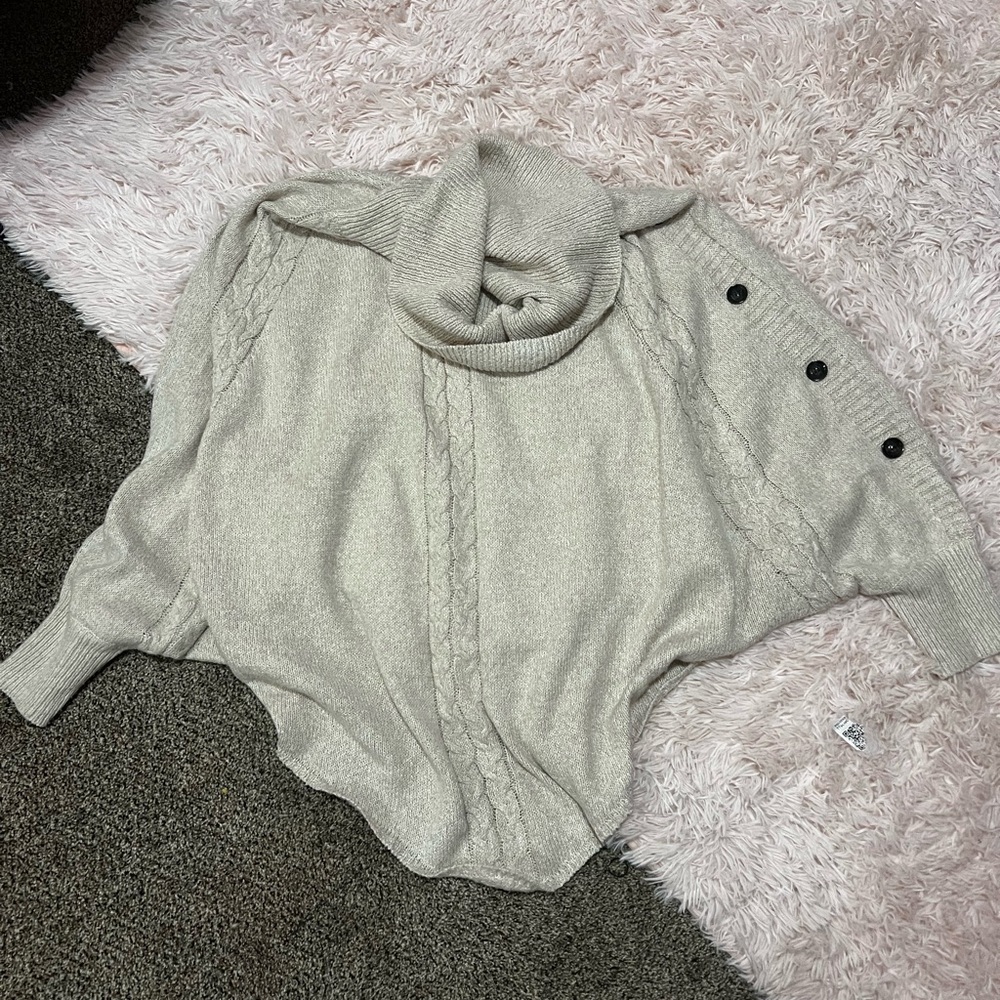 Cream Cowl Neck Poncho